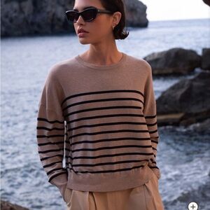 Jenni Kayne Tan and Black Striped Sweater